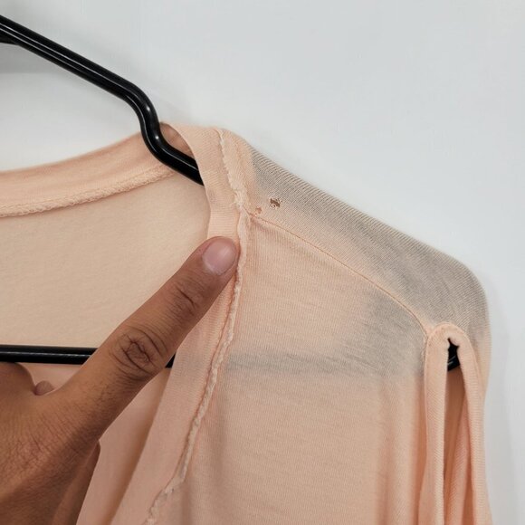 All Saints V-Neck Off-Shoulder Tee Lightweight Top Relaxed Fit Large Womens Pink - Picture 6 of 13